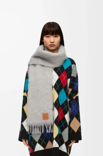 Scarf in mohair and wool Light Grey