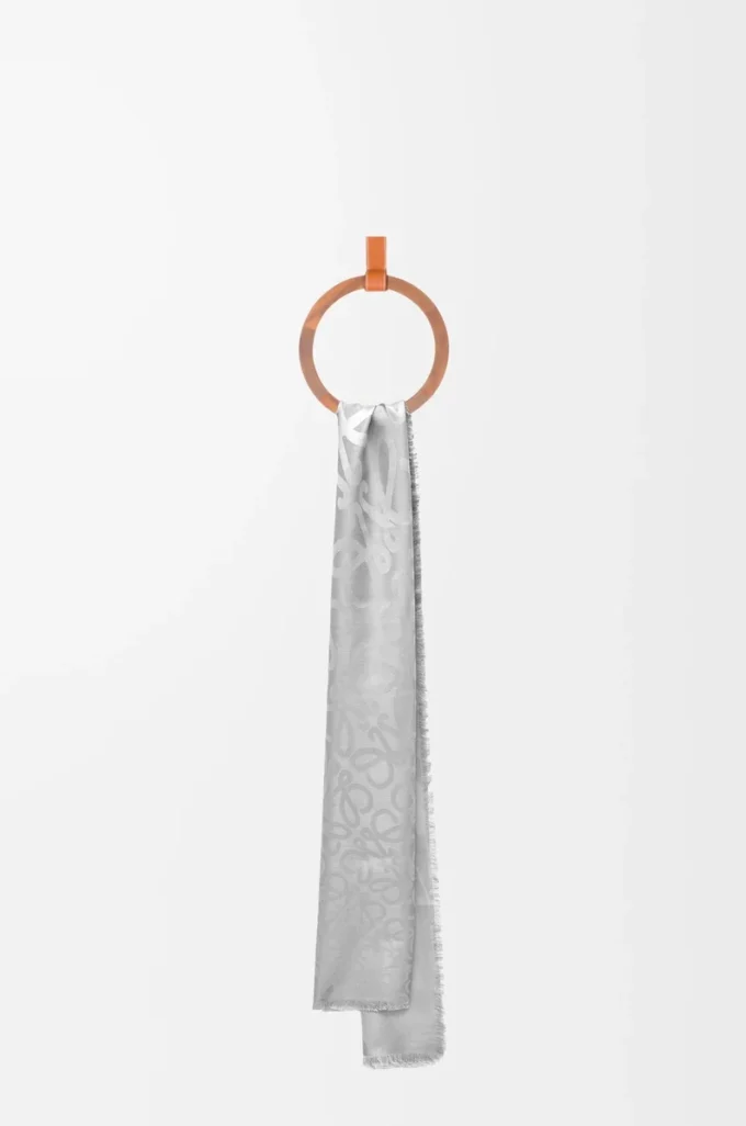 Scarf in silk and wool Light Grey