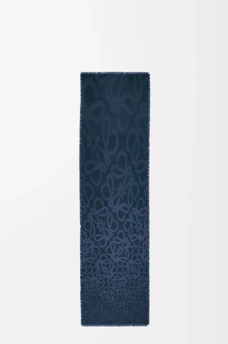 Scarf in silk and wool Navy Blue