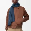 Scarf in silk and wool Navy Blue