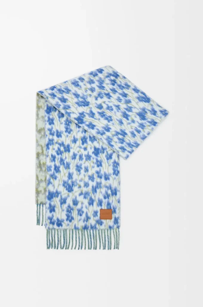 Scarf in wool and alpaca blend Blue/Multicolor