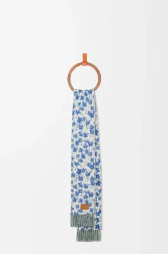 Scarf in wool and alpaca blend Blue/Multicolor