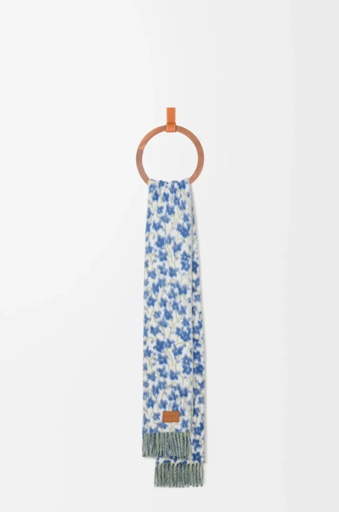 Scarf in wool and alpaca blend Blue/Multicolor