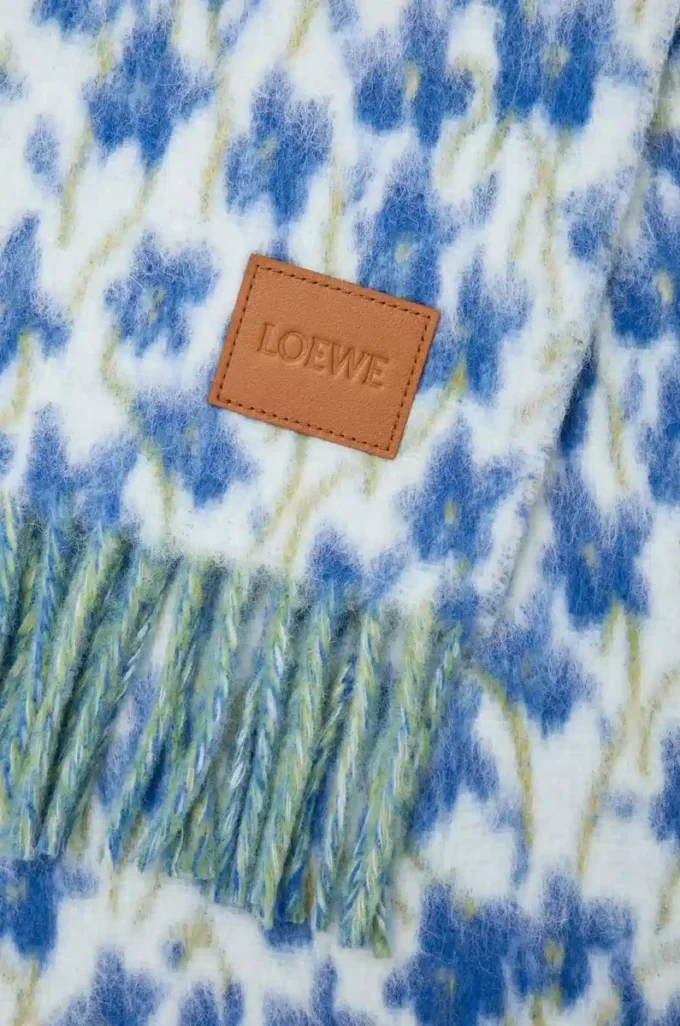 Scarf in wool and alpaca blend Blue/Multicolor