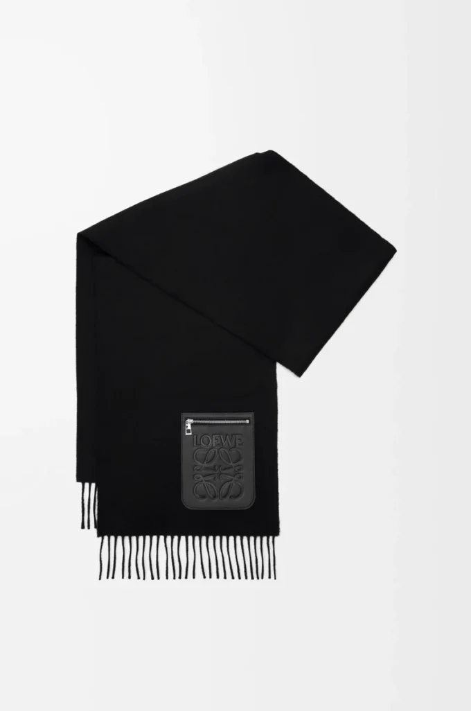 Scarf in wool and cashmere Black Scarf in wool and cashmere Black