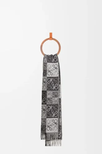 Scarf in wool and cashmere Black/White
