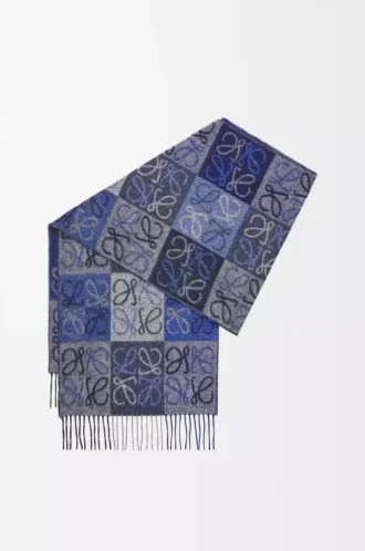 Scarf in wool and cashmere Blue