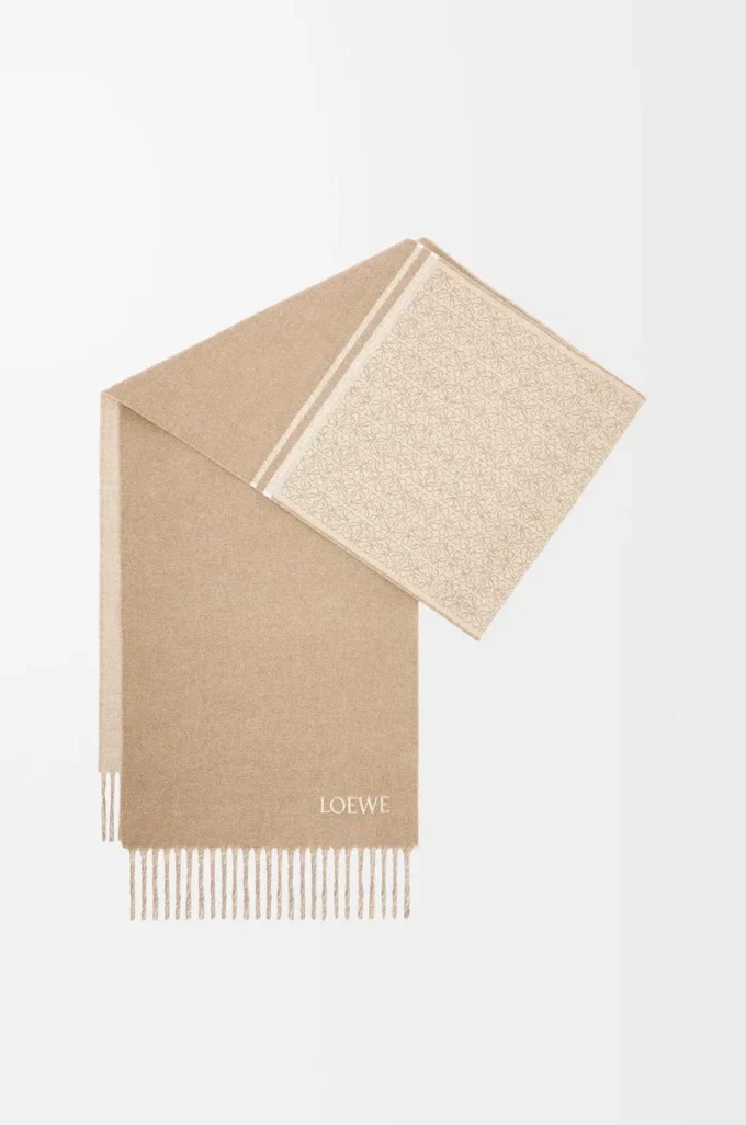 Scarf in wool and cashmere Camel/White Scarf in wool and cashmere Camel/White