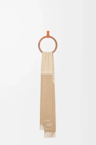 Scarf in wool and cashmere Camel/White