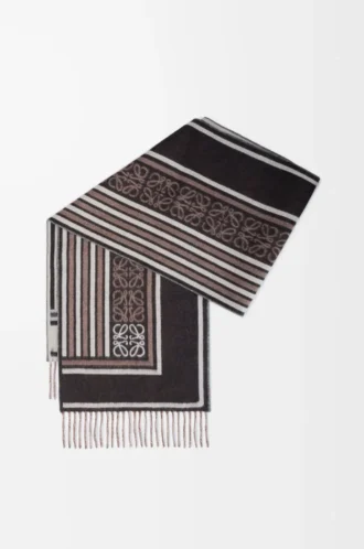 Scarf in wool and cashmere Dark Coffee