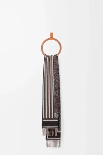 Scarf in wool and cashmere Dark Coffee