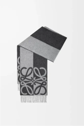 Scarf in wool and cashmere Dark Grey/Light Grey