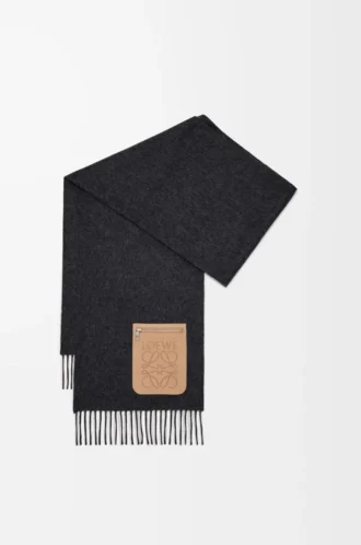 Scarf in wool and cashmere Dark Grey Melange