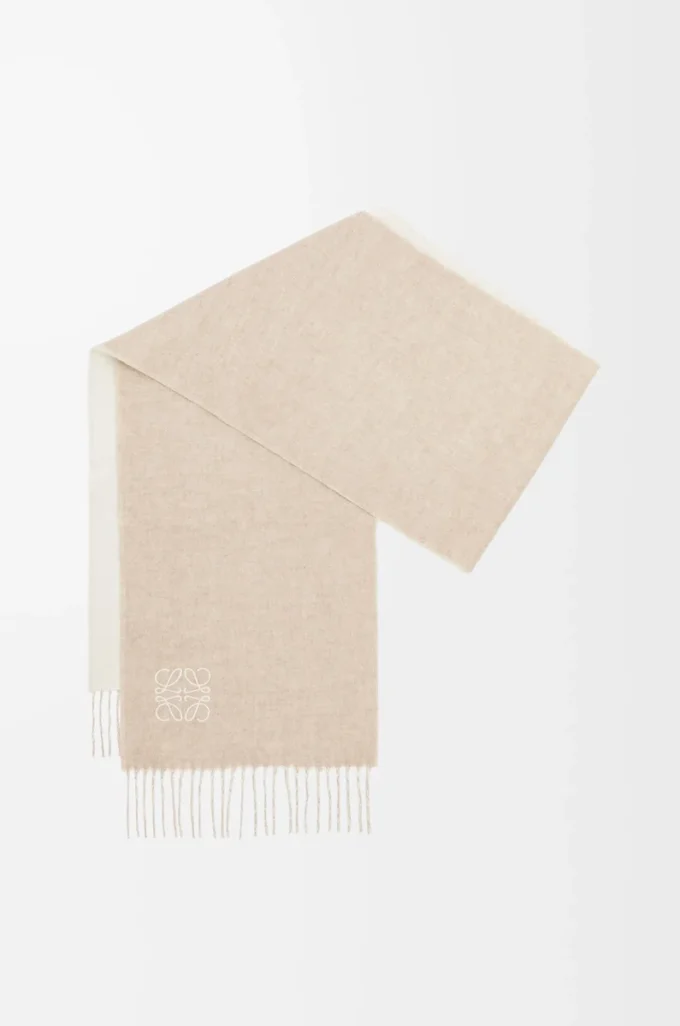 Scarf in wool and cashmere Ivory/Sand