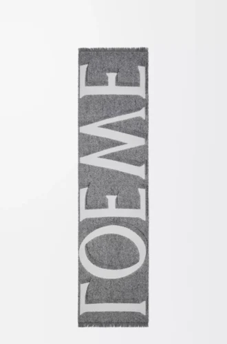 Scarf in wool and cashmere Light Grey/Grey