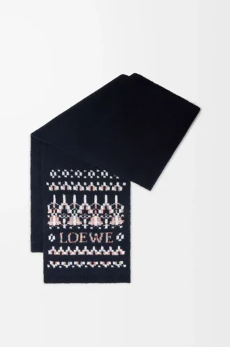 Scarf in wool blend Navy/Multicolor