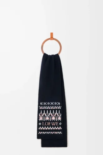 Scarf in wool blend Navy/Multicolor