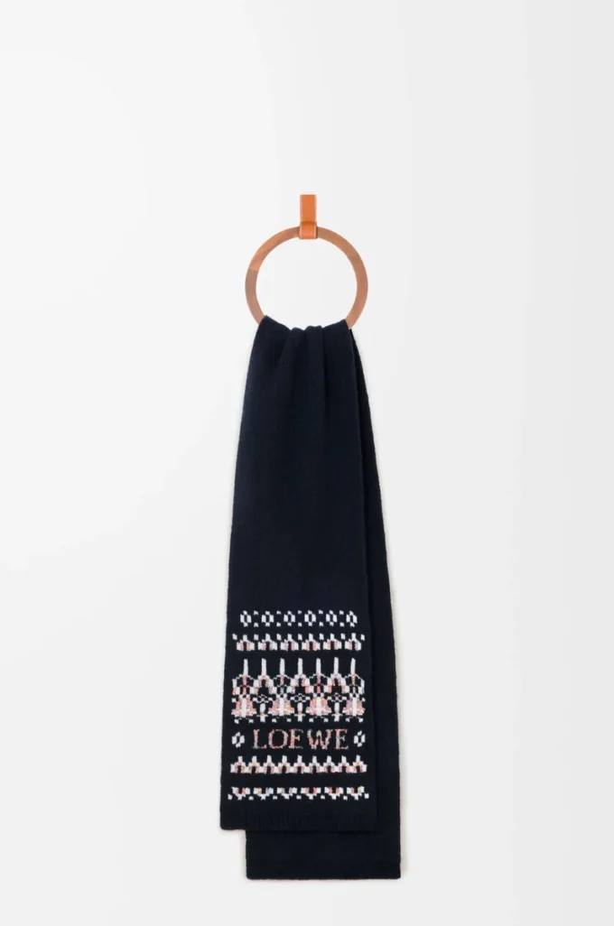 Scarf in wool blend Navy/Multicolor Scarf in wool blend Navy/Multicolor
