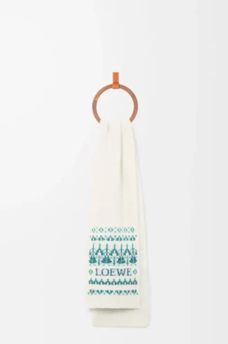 Scarf in wool blend White/Mint