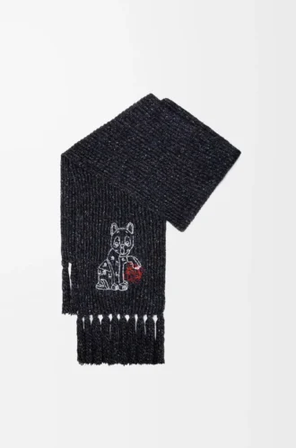 Scarf in wool, silk and alpaca blend Black Melange