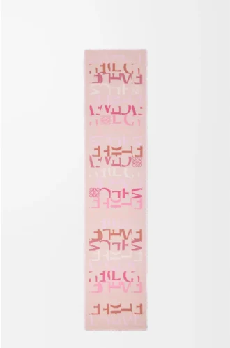 Scarf in wool, silk and cashmere blend Pink Multitone