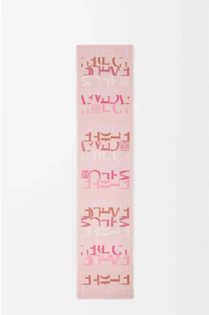 Scarf in wool, silk and cashmere blend Pink Multitone Scarf in wool, silk and cashmere blend Pink Multitone