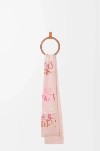 Scarf in wool, silk and cashmere blend Pink Multitone