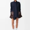 Scarf shirt in silk Navy Blue Scarf shirt in silk Navy Blue