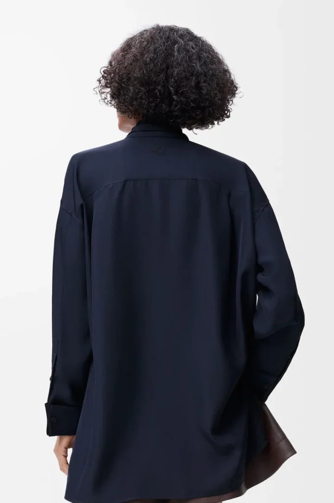 Scarf shirt in silk Navy Blue Scarf shirt in silk Navy Blue