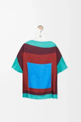 Scarf top in silk Green/Red/Multicolor