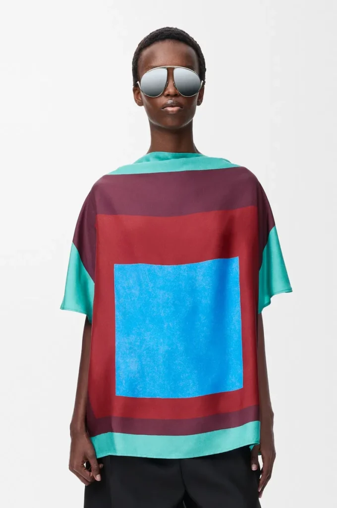 Scarf top in silk Green/Red/Multicolor Scarf top in silk Green/Red/Multicolor