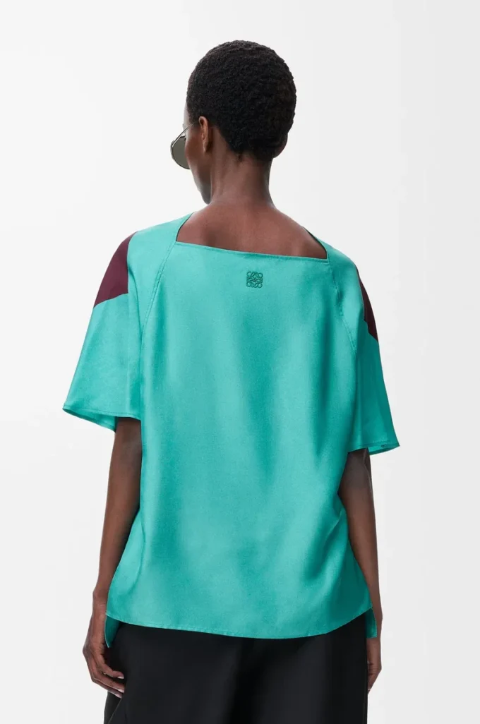 Scarf top in silk Green/Red/Multicolor Scarf top in silk Green/Red/Multicolor