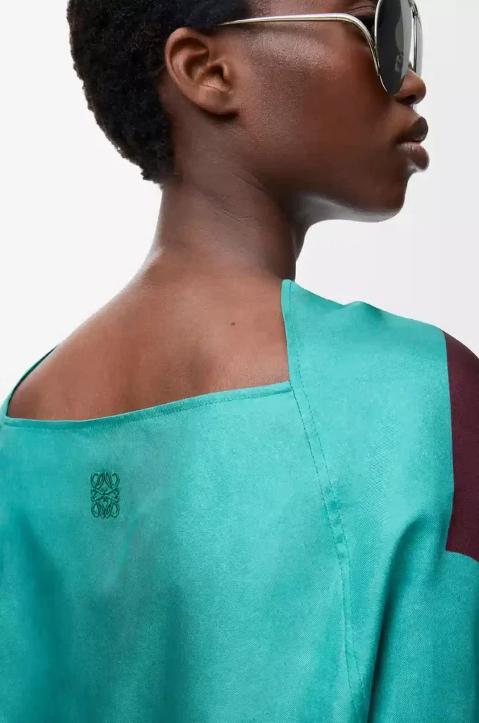 Scarf top in silk Green/Red/Multicolor Scarf top in silk Green/Red/Multicolor