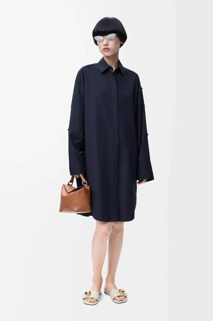Shirt dress in cotton Navy Blue Shirt dress in cotton Navy Blue