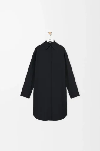 Shirt dress in silk Black