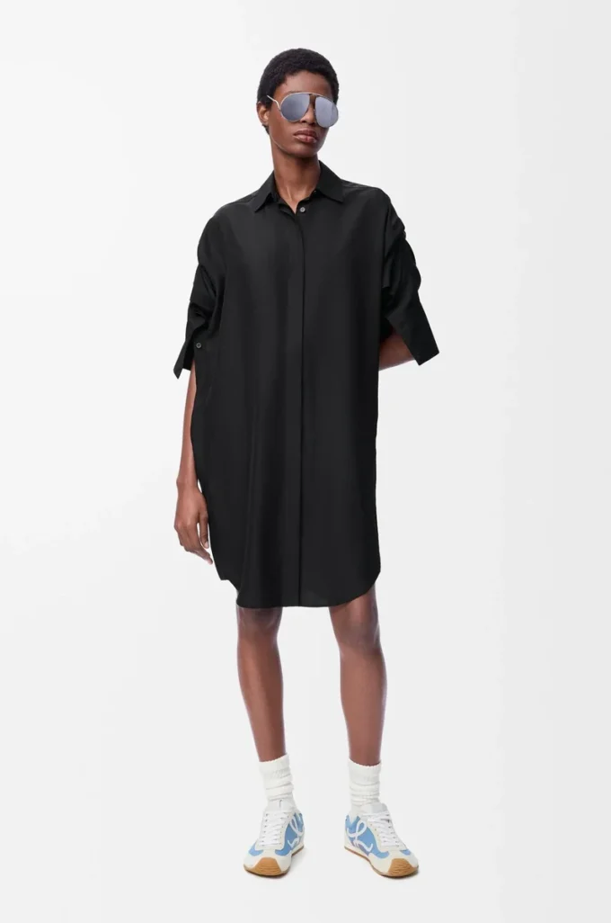 Shirt dress in silk Black Shirt dress in silk Black