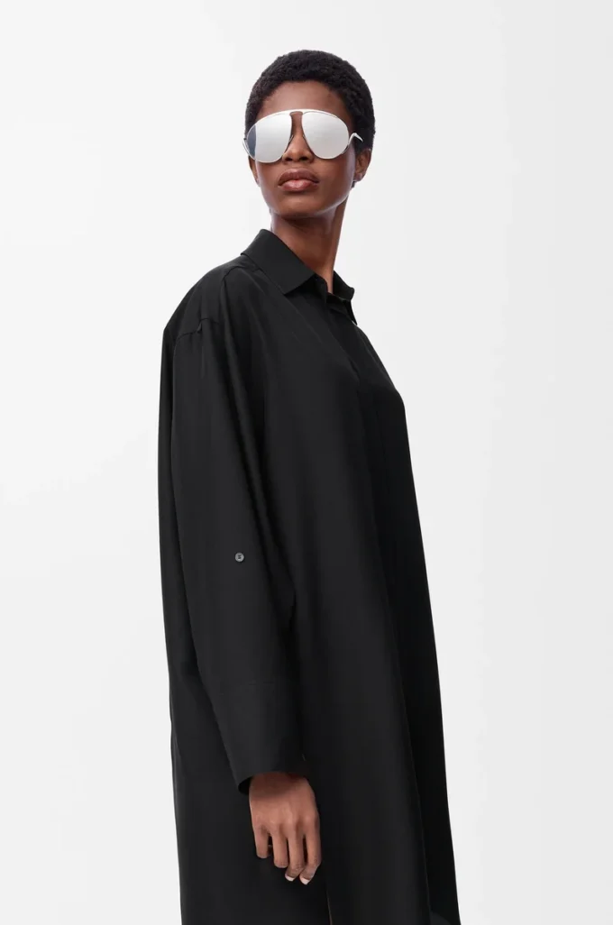 Shirt dress in silk Black Shirt dress in silk Black