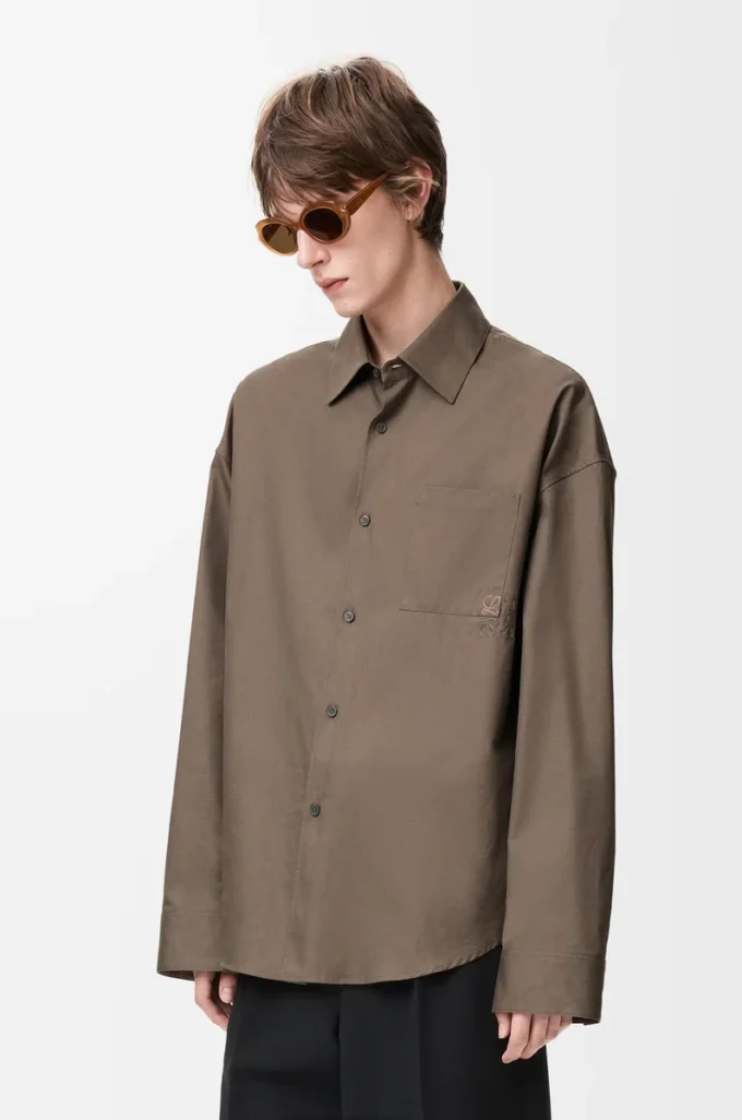 Shirt in cotton Khaki Brown