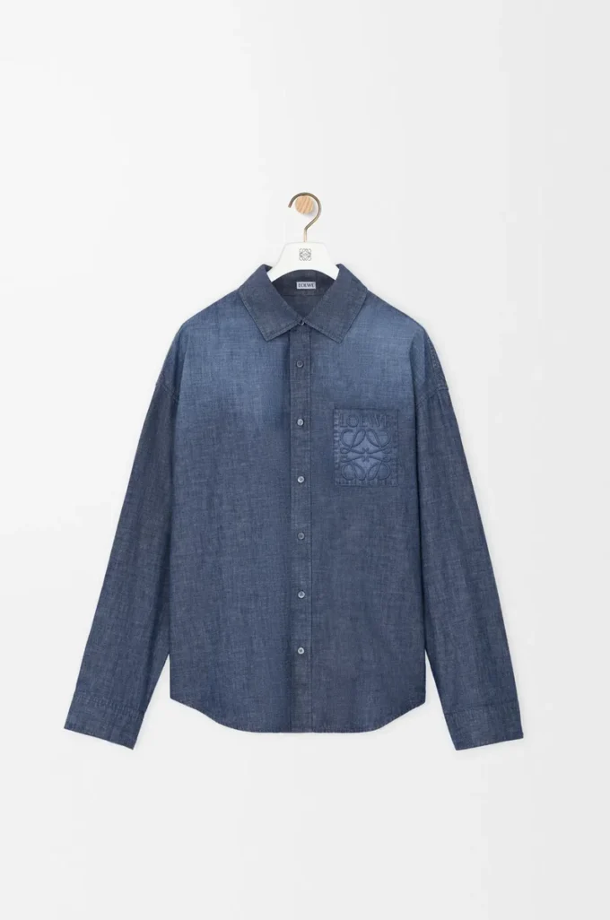 Shirt in cotton Washed Blue Shirt in cotton Washed Blue
