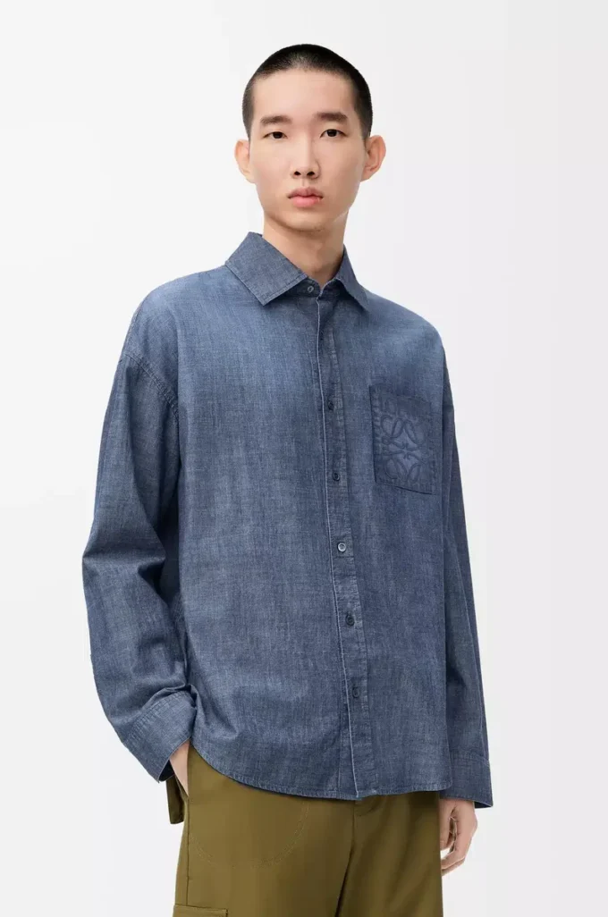 Shirt in cotton Washed Blue Shirt in cotton Washed Blue