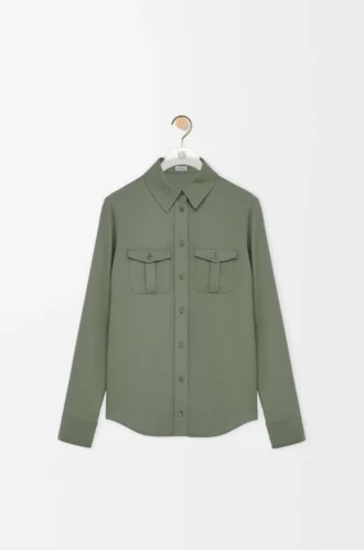 Shirt in stretch viscose Light Khaki Green