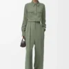Shirt in stretch viscose Light Khaki Green Shirt in stretch viscose Light Khaki Green