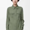 Shirt in stretch viscose Light Khaki Green Shirt in stretch viscose Light Khaki Green