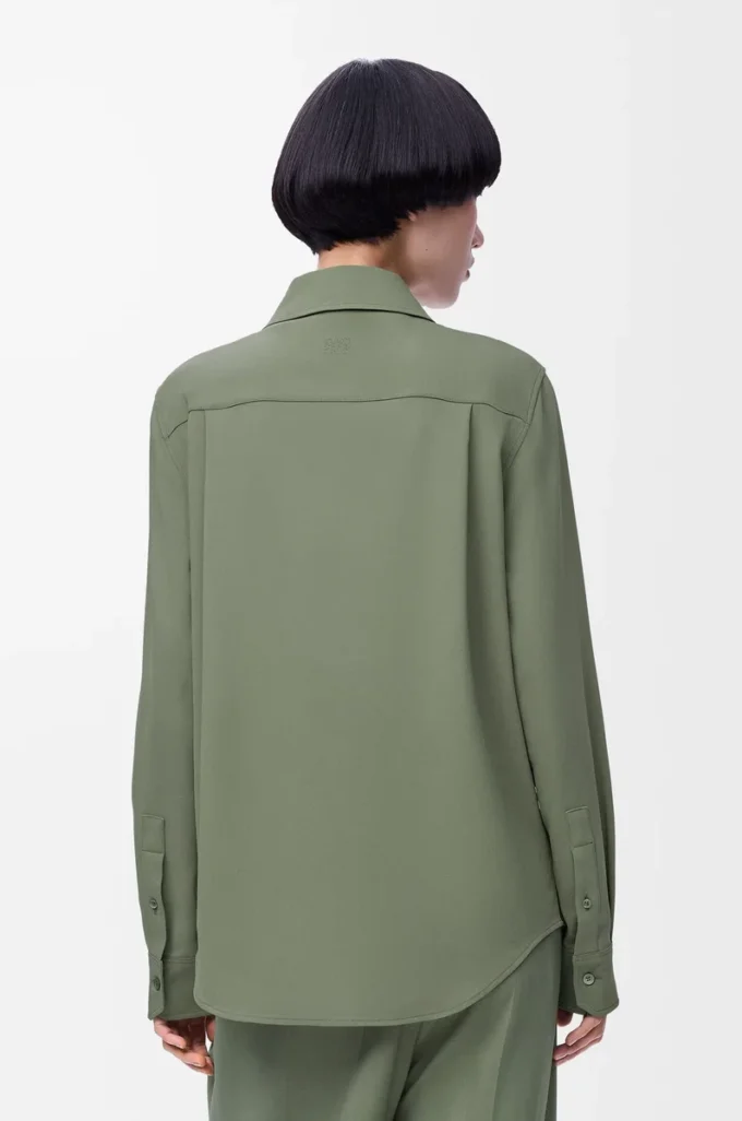 Shirt in stretch viscose Light Khaki Green Shirt in stretch viscose Light Khaki Green