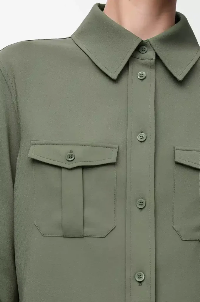 Shirt in stretch viscose Light Khaki Green Shirt in stretch viscose Light Khaki Green