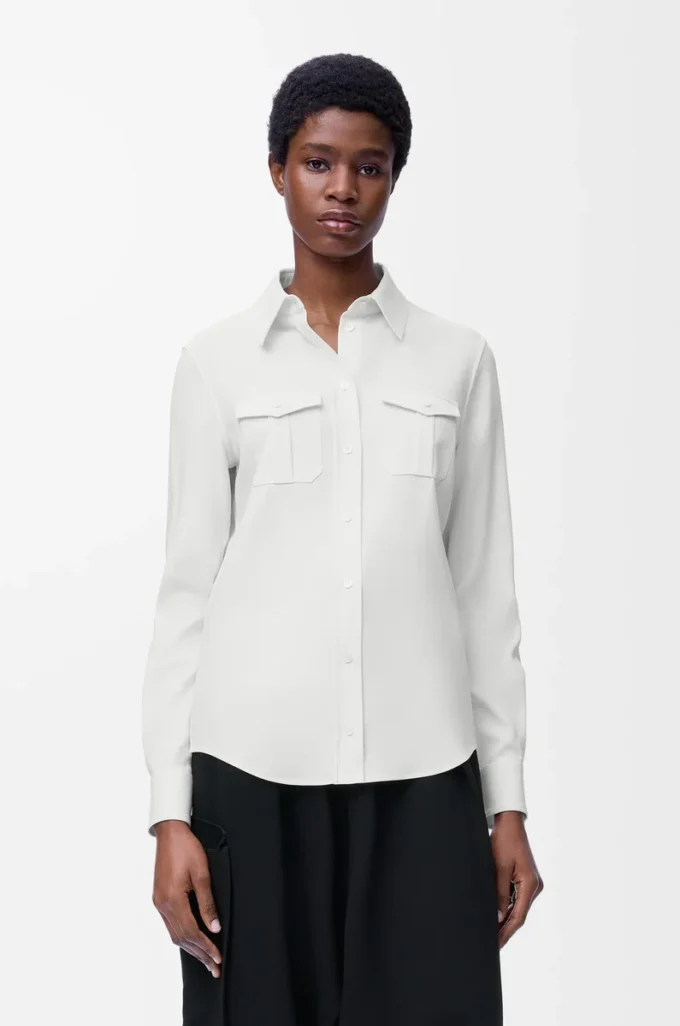 Shirt in stretch viscose White Shirt in stretch viscose White
