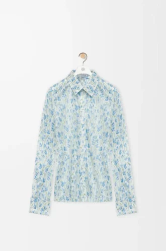 Shirt in viscose White/Blue