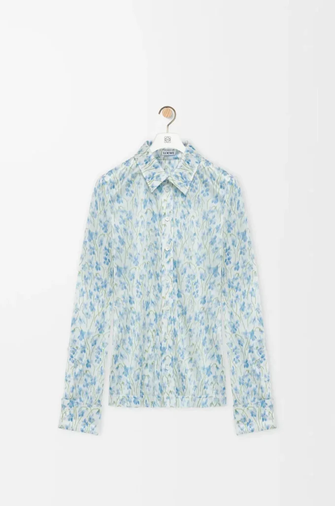 Shirt in viscose White/Blue Shirt in viscose White/Blue