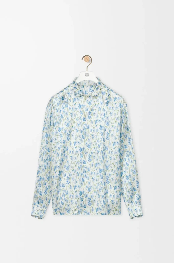 Shirt in viscose White/Blue