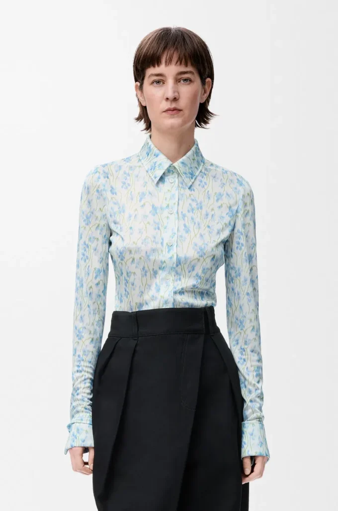 Shirt in viscose White/Blue Shirt in viscose White/Blue